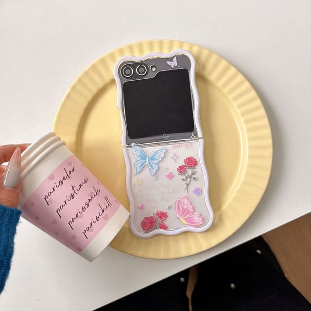 Strap Set Case Rose Butterfly Phone /