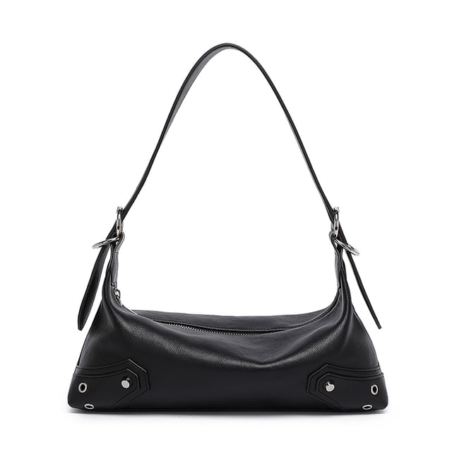 Faux Leather Studded Shoulder Bag