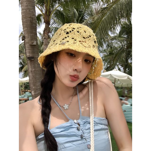 Bucket Hat Crochet Straw