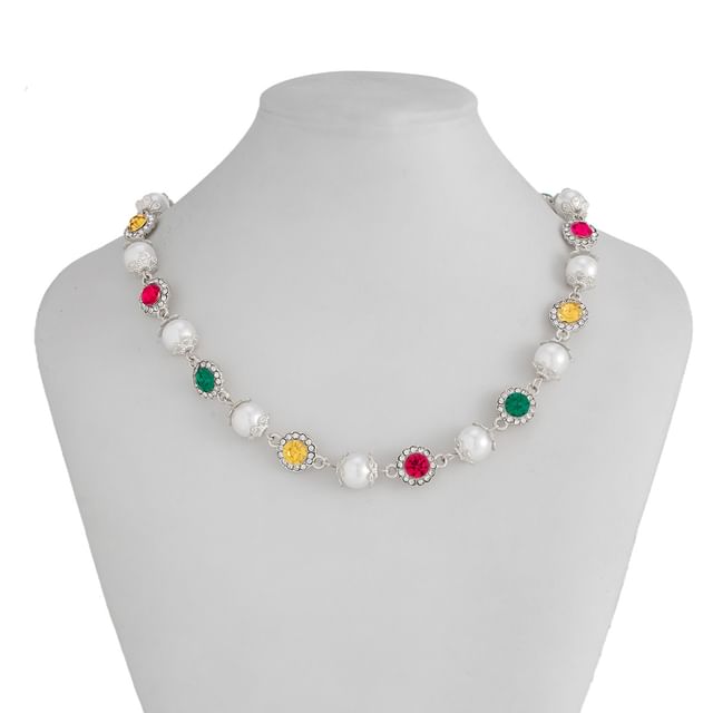 Rhinestone Faux Pearl Necklace
