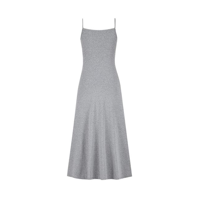 Scoop Neck Spaghetti Strap Plain A-Line Maxi Dress