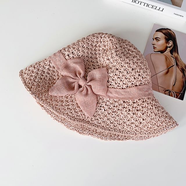 Bow Straw Bucket Hat