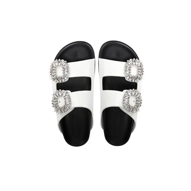 Slide Rhinestone Buckled Sandals