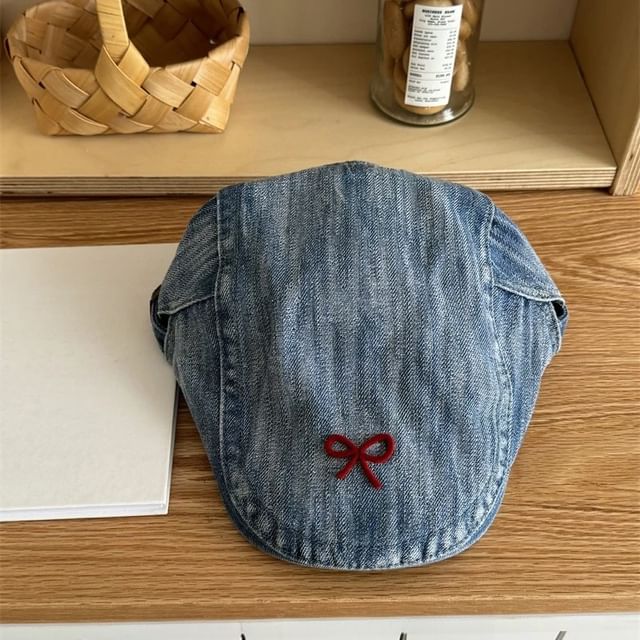 Denim Newsboy Cap Ribbon