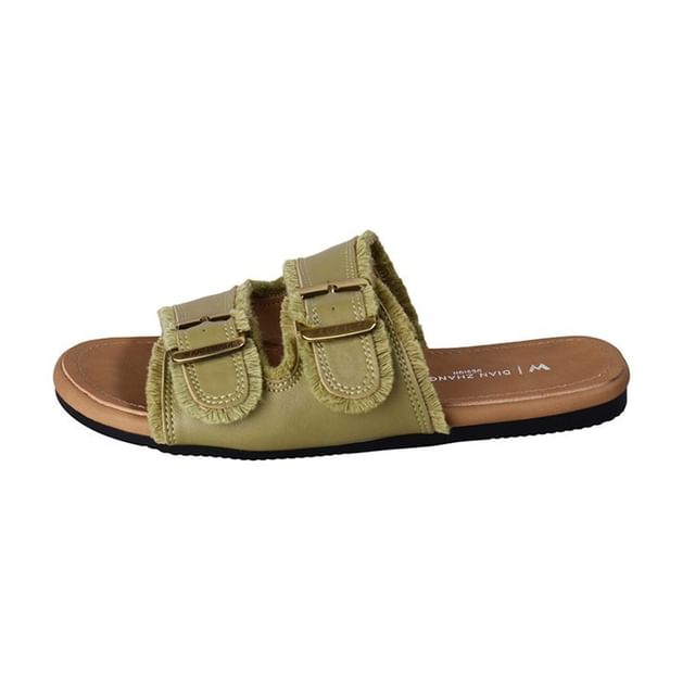 Plain Sandals Buckled Slide