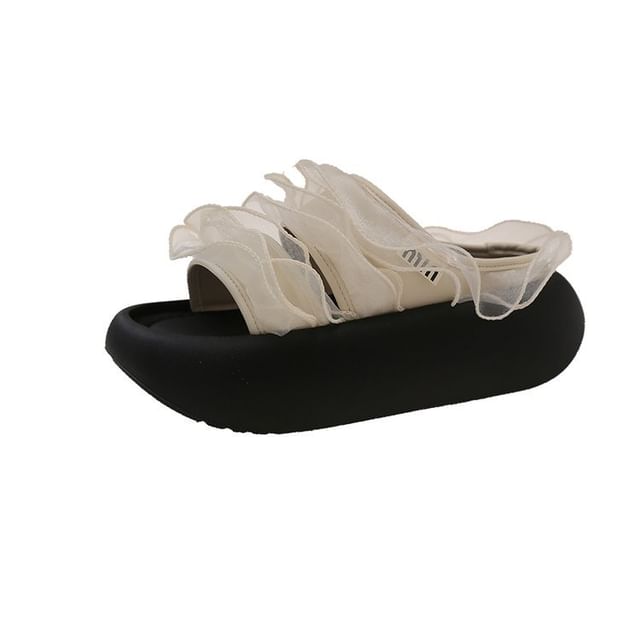 Slide Trim Ruffle Sandals Platform
