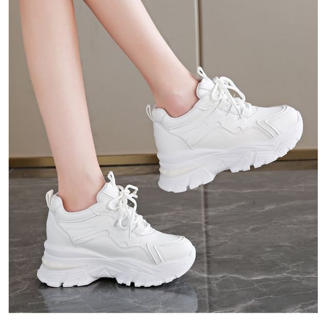 Wedge Platform Sneakers Panel Hidden
