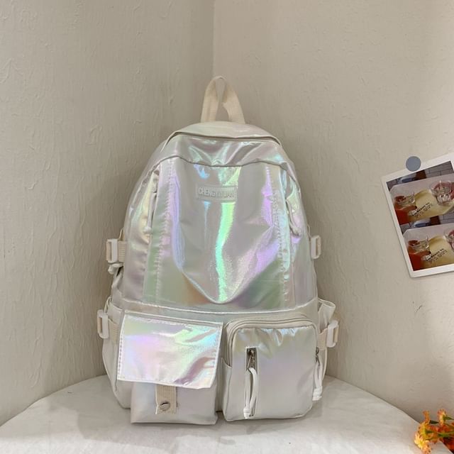 Backpack Leather Holographic Faux Buckled
