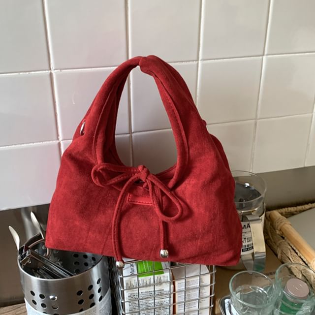 Faux Top Crossbody Handle Suede Plain Bag