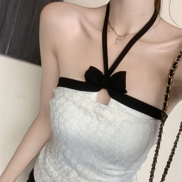Halter Neck Crop Top and Cardigan