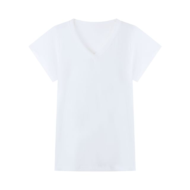 Ribbed V-Neck Cardigan / Short Sleeve V-Neck T-Shirt