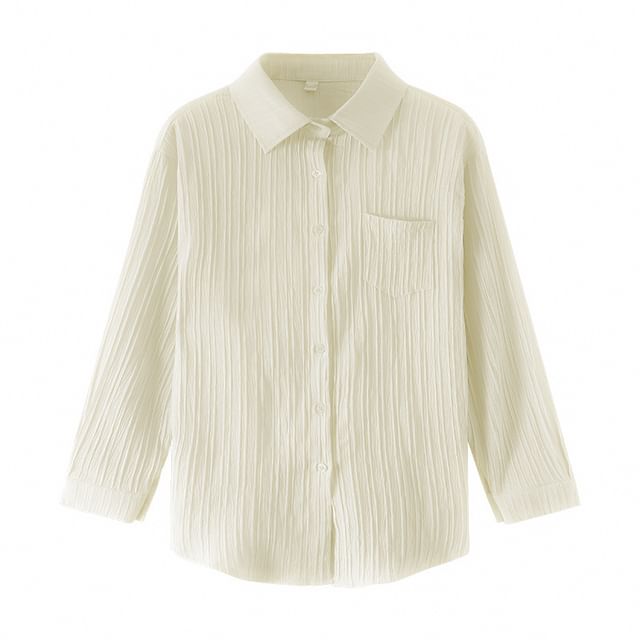 Long Sleeve Button-Down Shirt with Pocket Detail