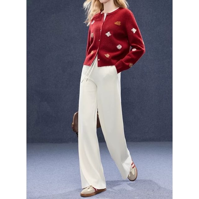 Drawstring Waist Plain Loose Fit Pants