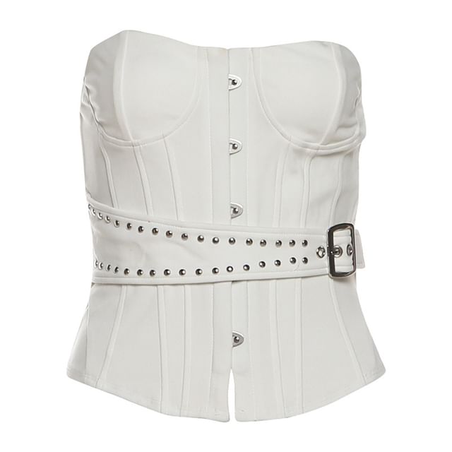 Belted Accent Corset-Style Tube Top
