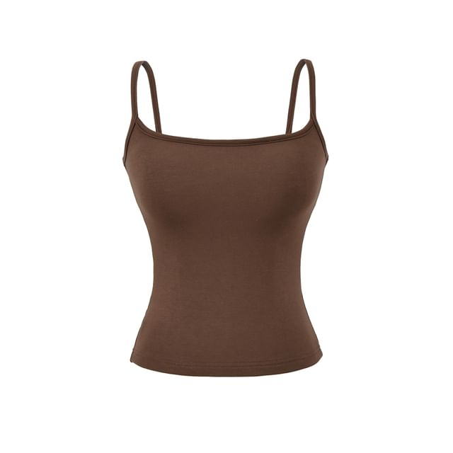 Plain Camisole Top with Spaghetti Straps and Scoop Neck