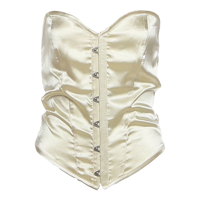 Satin Corset Tube Top Paired with Faux Fur Skirt