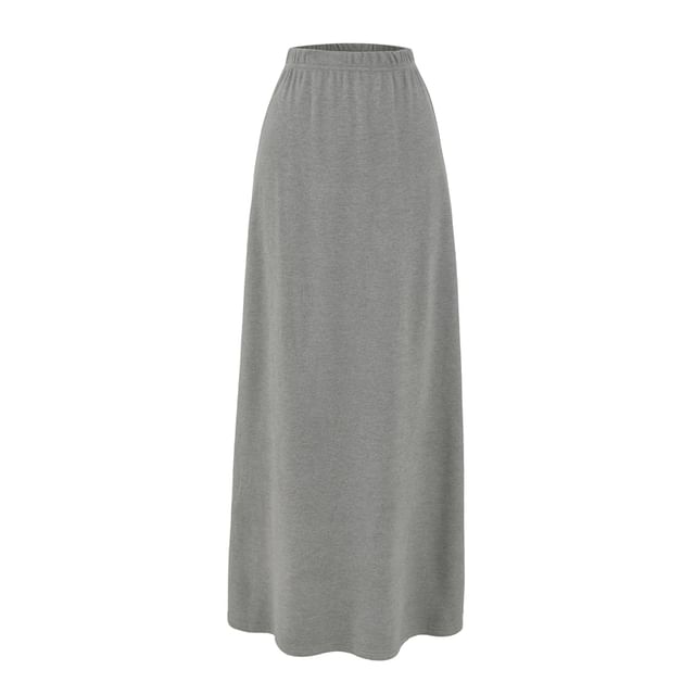 Elastic Waist Maxi A-Line Skirt