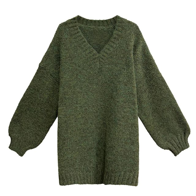 V-Neck Plain Knit Sweater