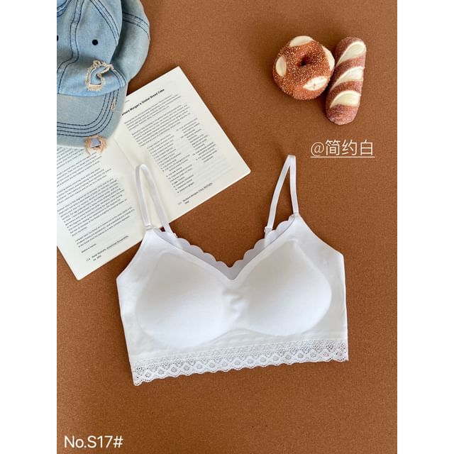 V-Neck Lace Trim Bra Top