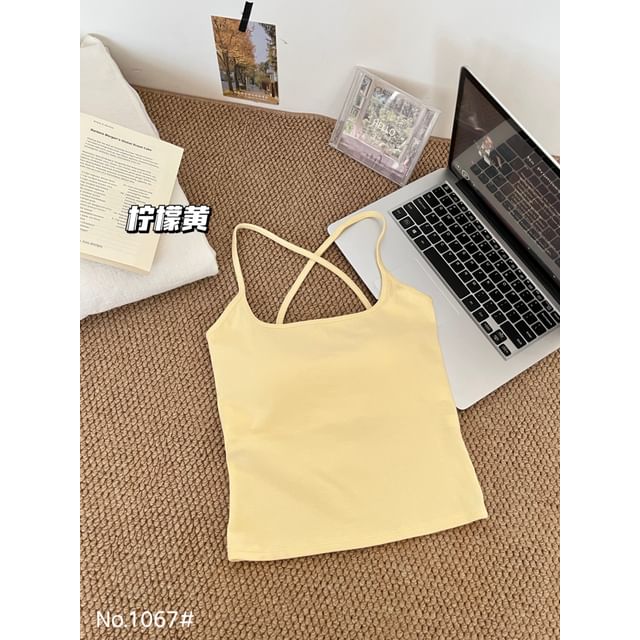 Square Neck Lace Panel Open Back Crop Camisole Top