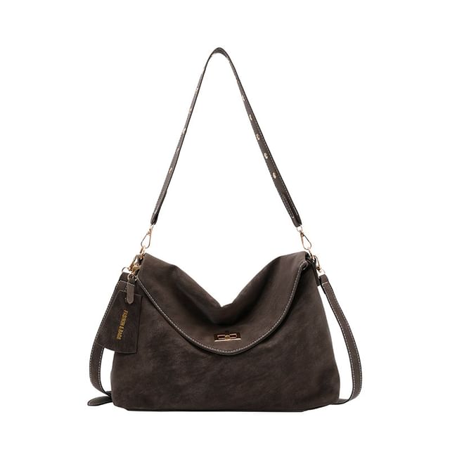Faux Suede Flap Crossbody Bag