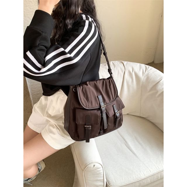 Flap Pocket Nylon Shoulder Bag