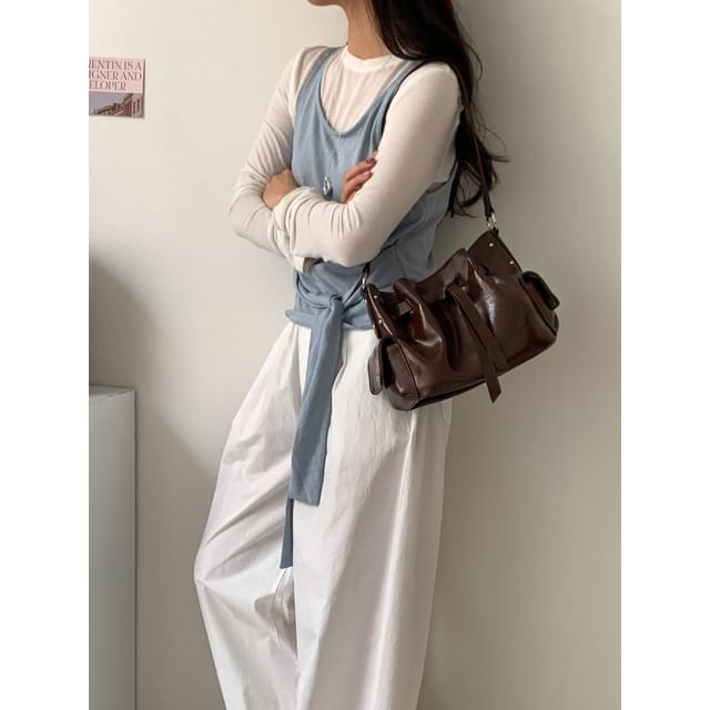 Faux Leather Bucket Bag