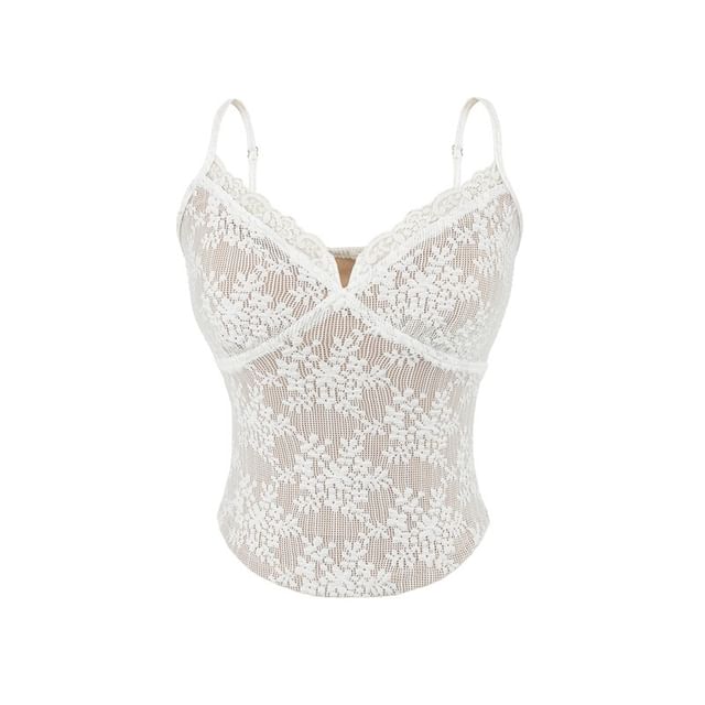 Lace Overlay V-Neck Camisole