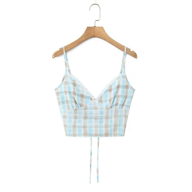 Lace Trim Tie Back Crop Cami & Mermaid Skirt Set