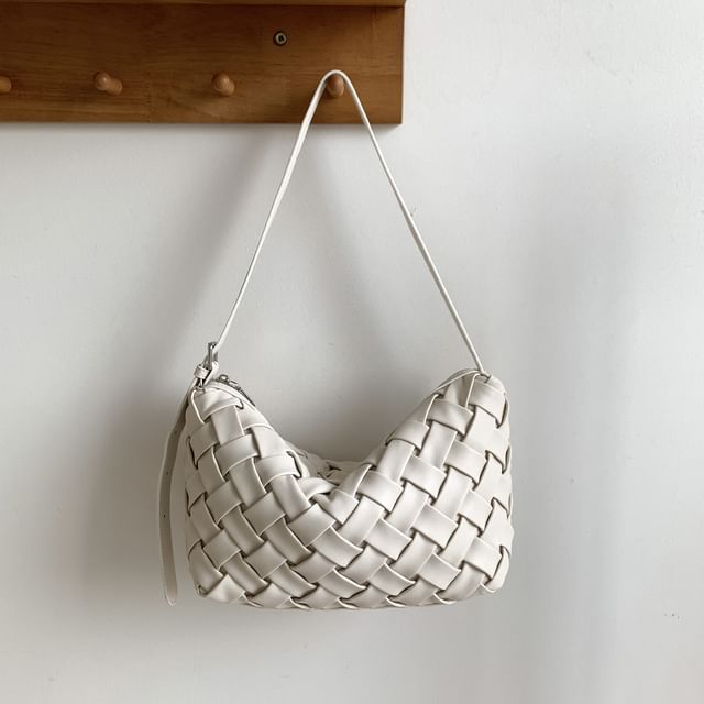 Woven Plain Shoulder Bag