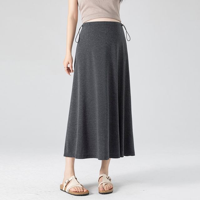 Maternity High Waist Plain Midi A-Line Skirt