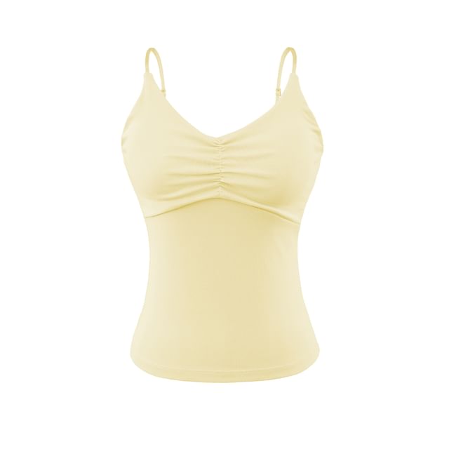 V-Neck Ruched Spaghetti Strap Camisole Top