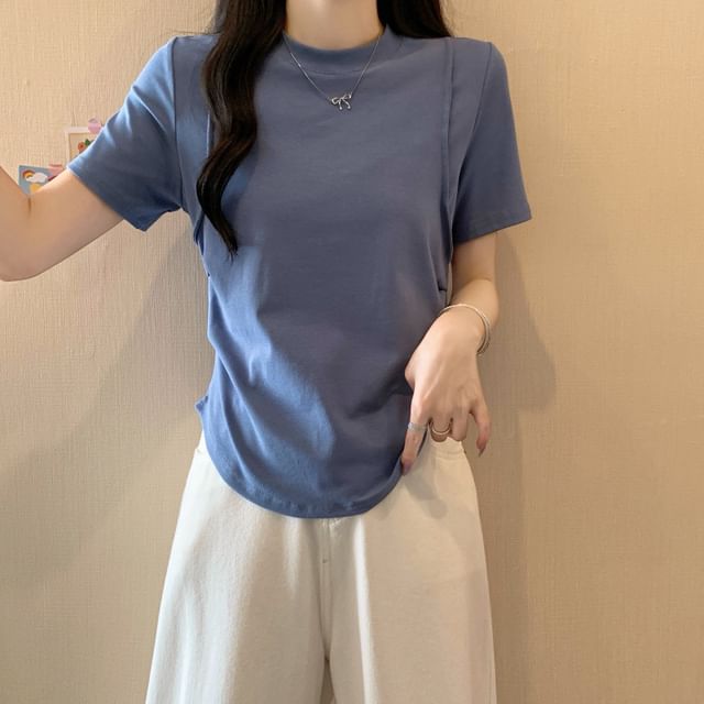 Crew Neck Ruched Short Sleeve T-Shirt