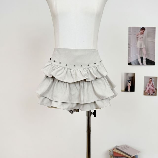 Collared Crop Blouse & Mini Tiered Skort