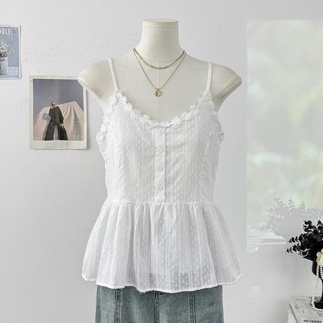 Flowy Lace Trim V-Neck Camisole Top