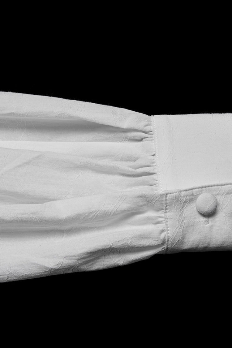 Ivory Men's Gothic Blouse with Detachable Necktie and Puff Sleeves