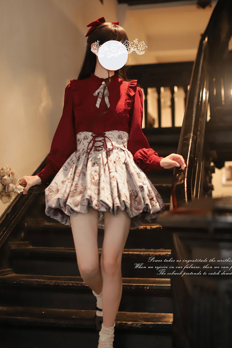Elise Print Lace-Up Sweet Skirt