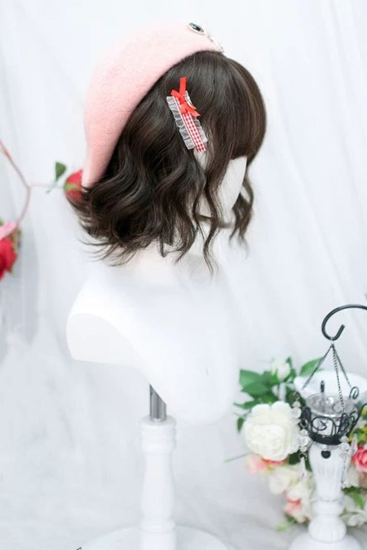 Japanese Sweet Lolita Short Wig with Neat Bangs - Cool Brown