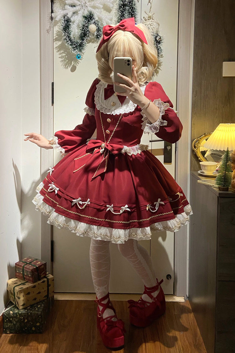 Long Sleeves Ruffled Bow Sweet Lolita Dress - Miss Flando of the New Year