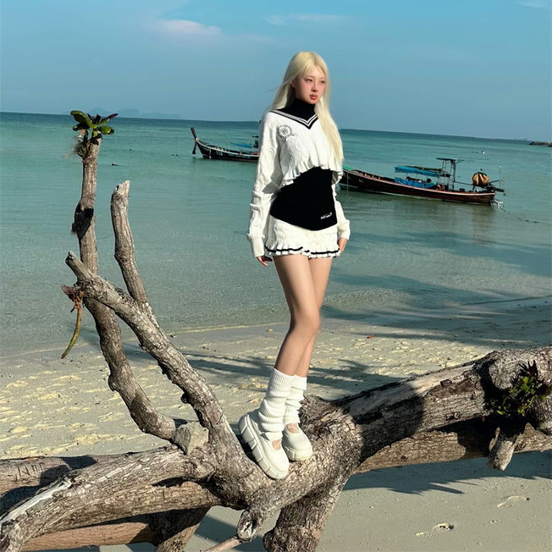 Black and White Top Skirt Set - Heartzcore MK Kawaii Store