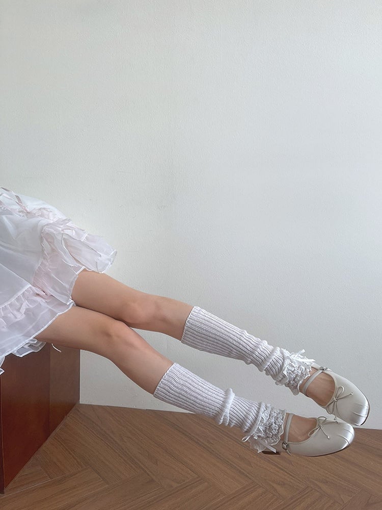 Trims Lolita Ruffle Leg White Lace Warmers