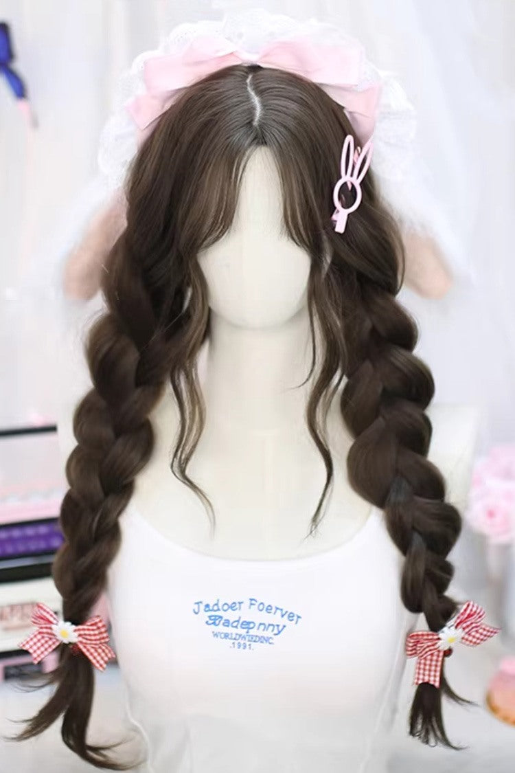 Soft Wavy Chestnut Brown Center-Part Long Wig with Fluffy Texture