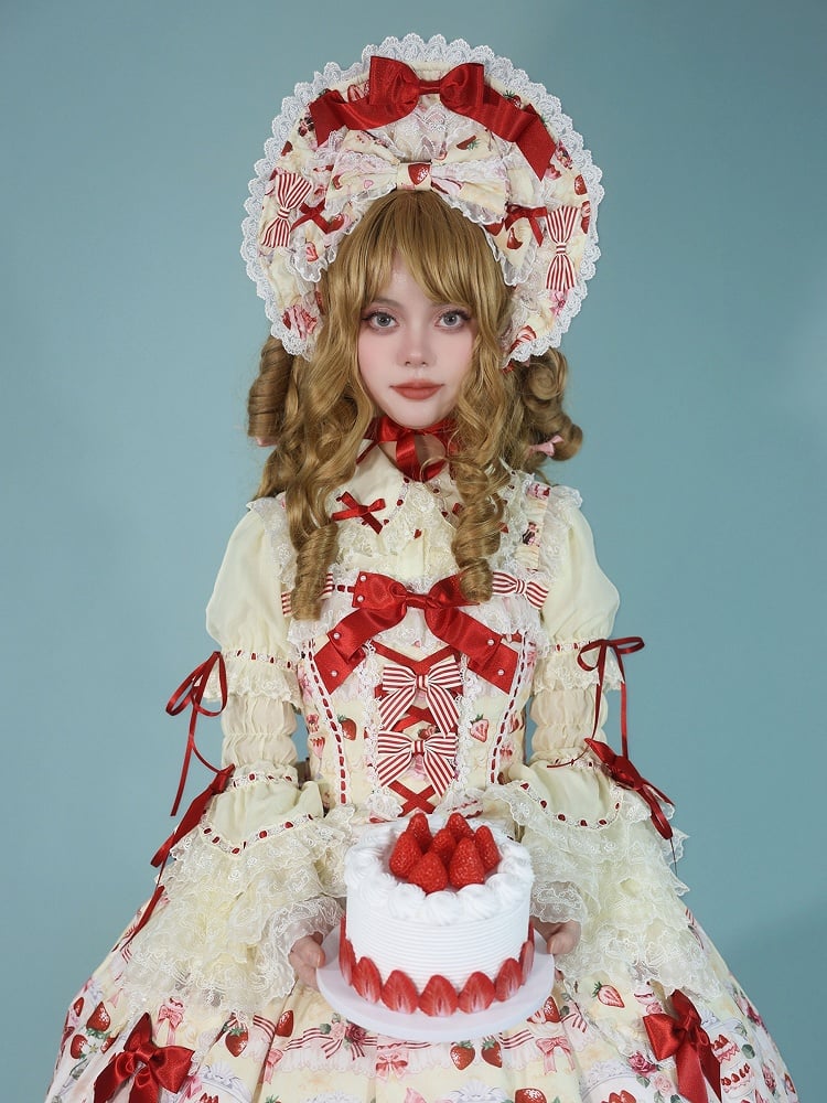 Yellow Sweet White Lolita / Pink Bonnet