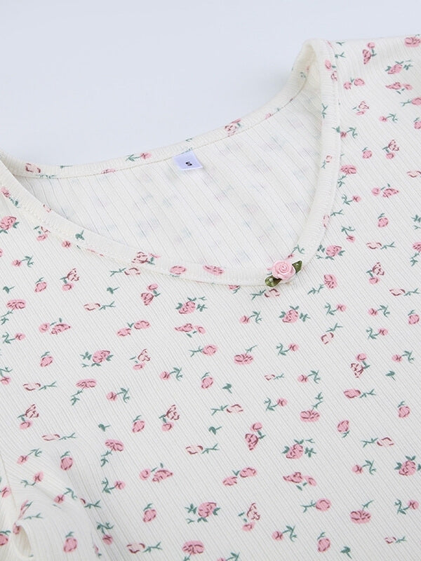 Causal White Flowers Top