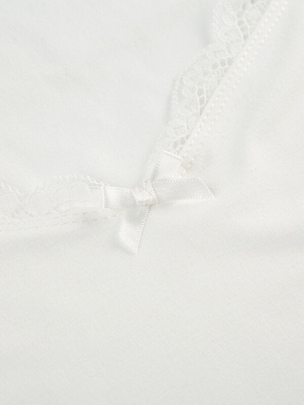 Square-cut Collar Lace Trim Top