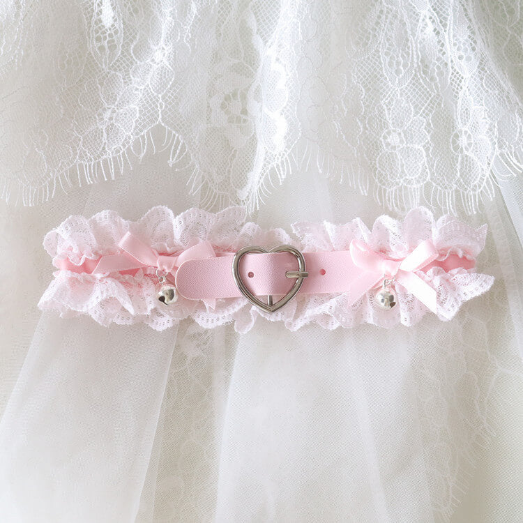 Pink Lace Heart Garter