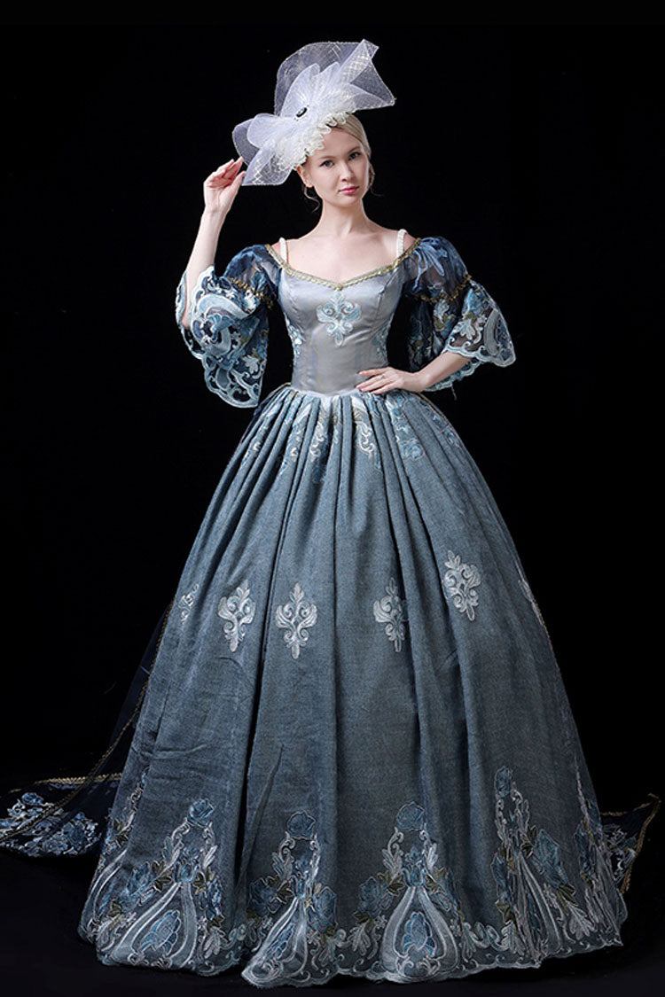 Hollow Embroidery Victorian Dress - High Waisted Half Sleeves