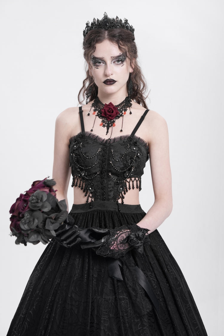 Jacquard Floral Lace Gothic Party Slip Dress