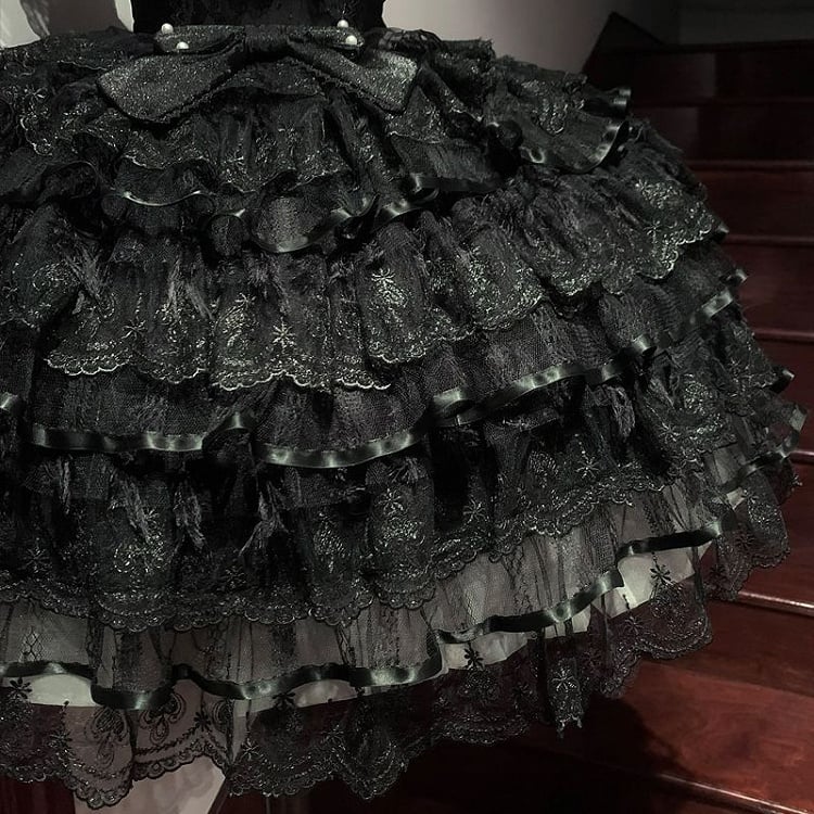 Dress Lolita Black Tiered All Fabric Butterfly Hanayome Bodice Hime Skirt