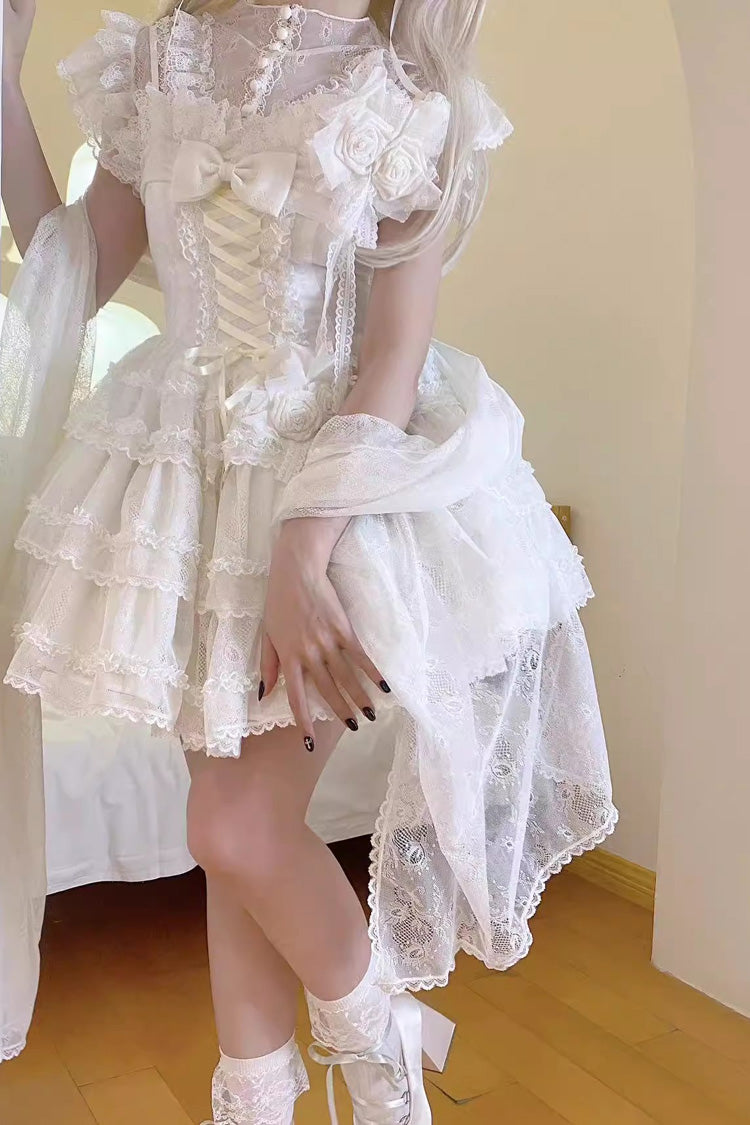 White Moonlight Sleeveless Bow Lace Sweet Lolita Jsk